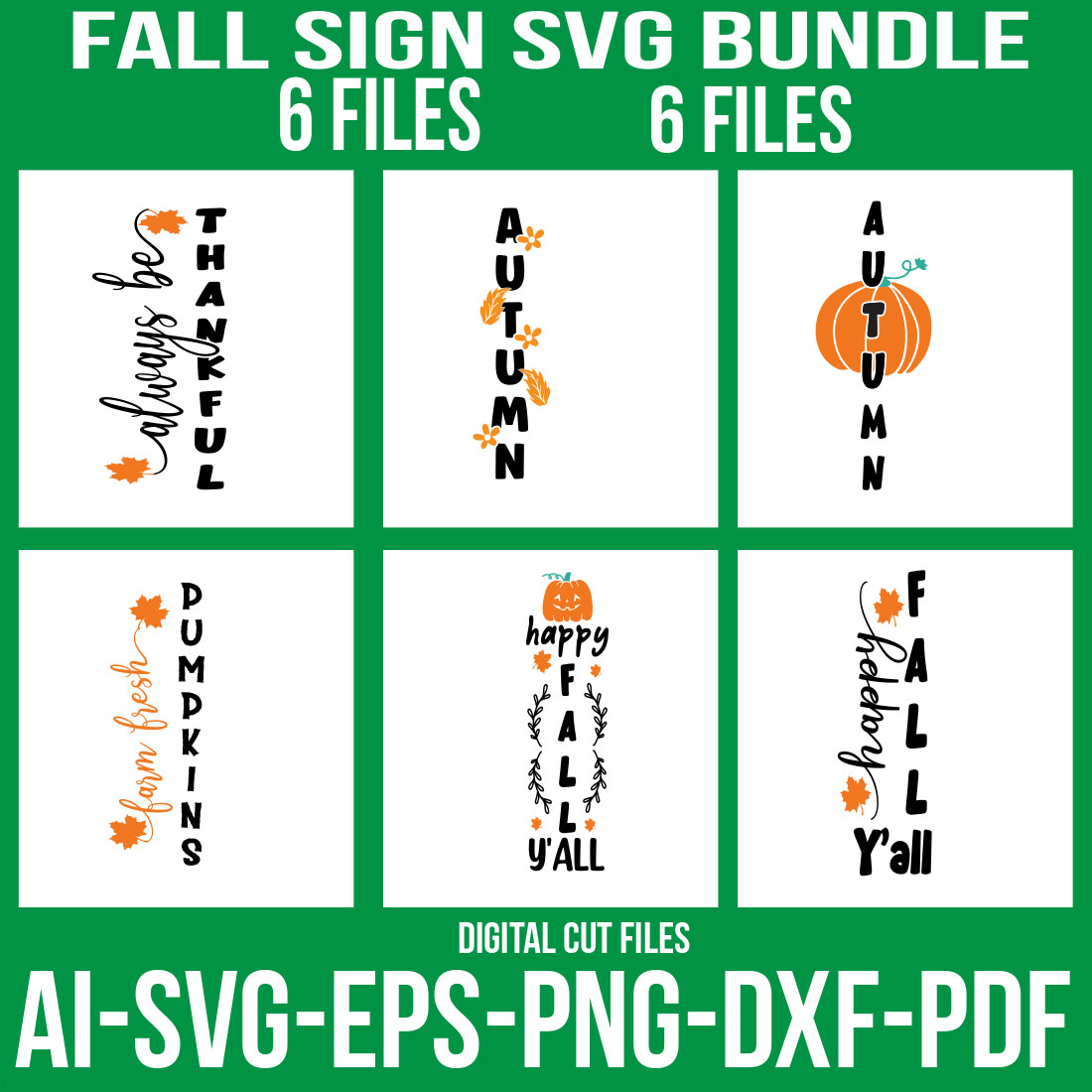 Fall Sign SVG Bundle cover image.