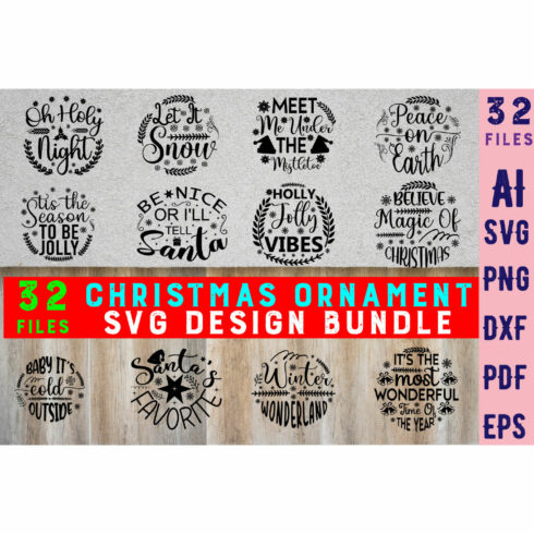 Christmas Ornament SVG Design Bundle cover image.