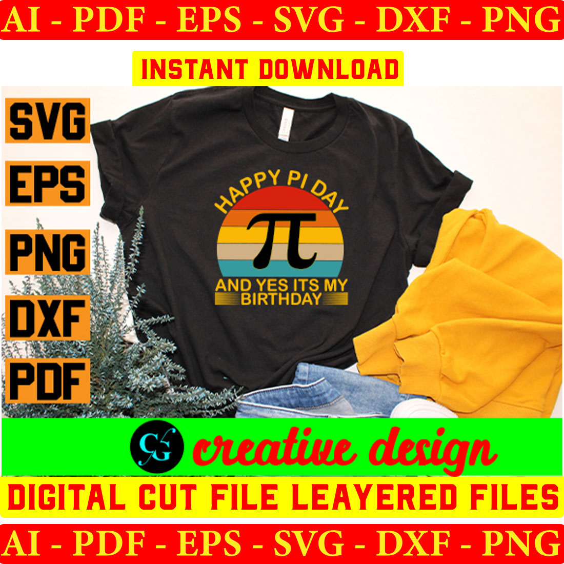 Pi Day Bundle SVG Files Vol-01 preview image.