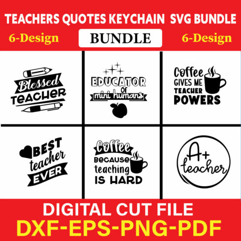 Teachers Quotes Keychain T-shirt Design Bundle Vol-1 cover image.