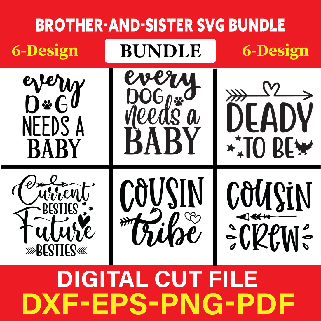 Brother-and-Sister T-shirt Design Bundle Vol-4 cover image.