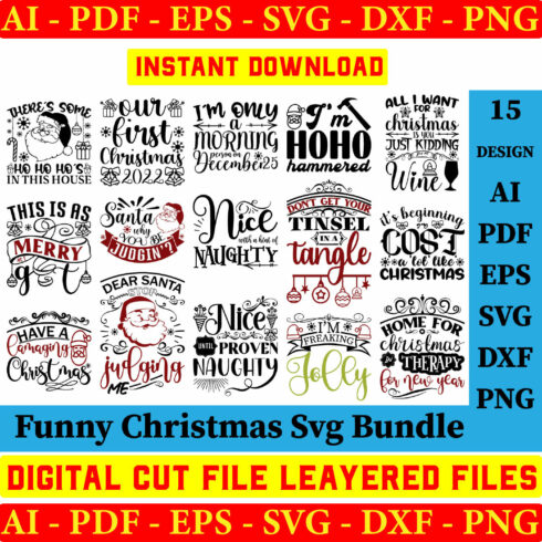 Funny Christmas SVG Bundle, Funny Christmas Ornament SVG, Christmas Quote Svg Cricut, Funny Christmas Shirt Svg, Funny Santa Svg cover image.