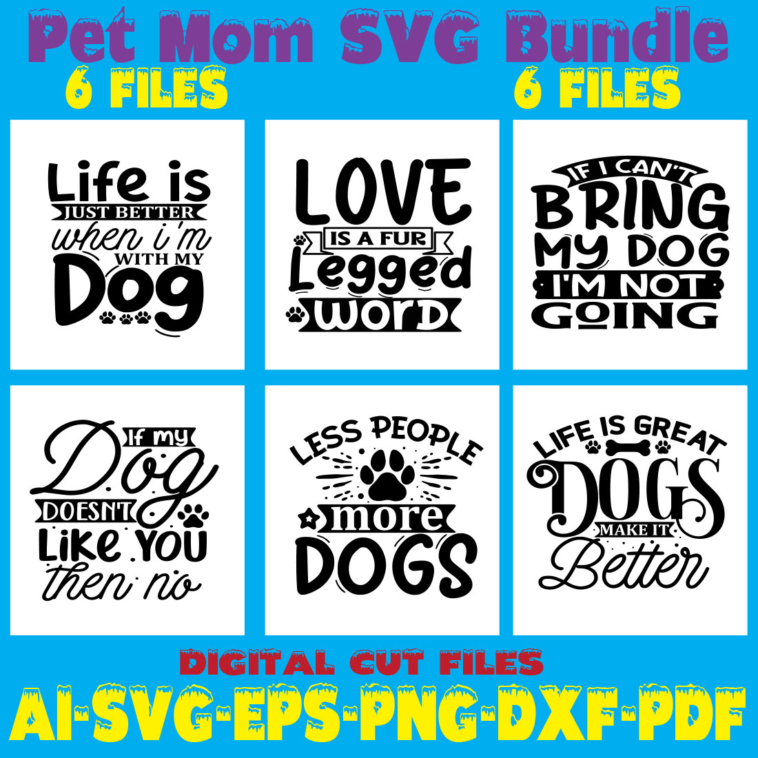Dog Mom SVG Bundle cover image.