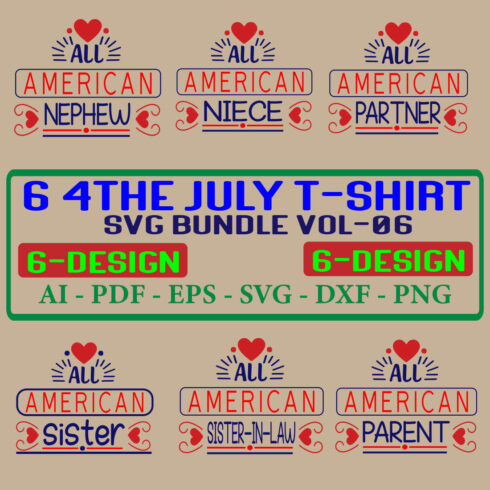 6 4th july T-shirt SVG Bundle Vol-06 cover image.