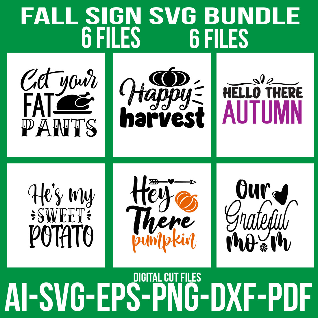 Fall Sign SVG Bundle cover image.