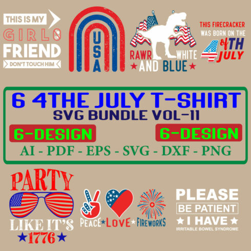 6 4th july T-shirt SVG Bundle Vol-11 cover image.