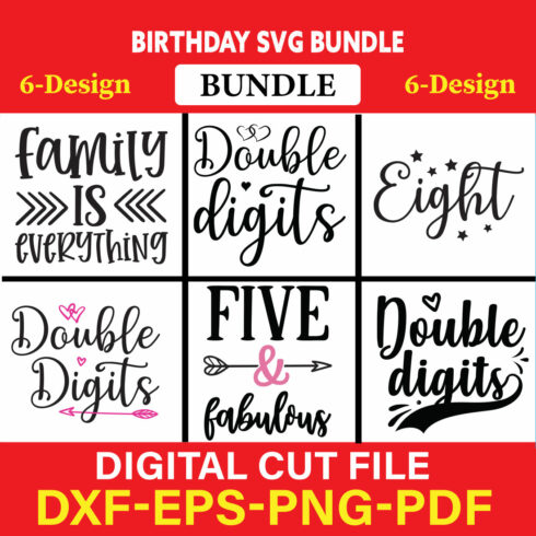 Birthday T-shirt Design Bundle Vol-6 cover image.