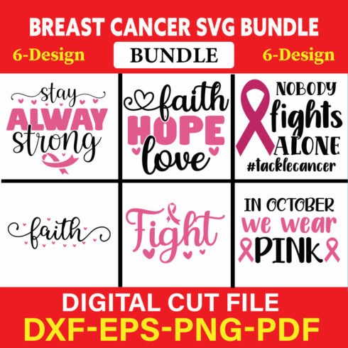 Breast Cancer SVG Bundle, Cancer SVG, Cancer Awareness, Vol-04 cover image.