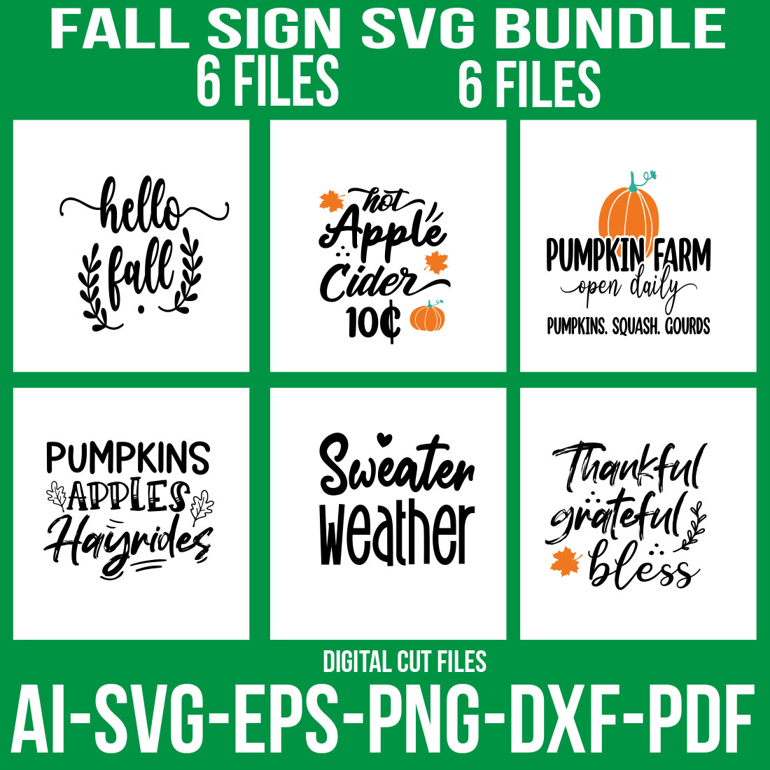 Fall Sign SVG Bundle cover image.