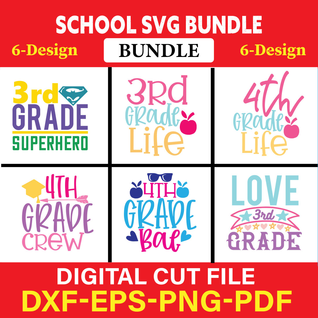 School T-shirt Design Bundle Vol-4 cover image.