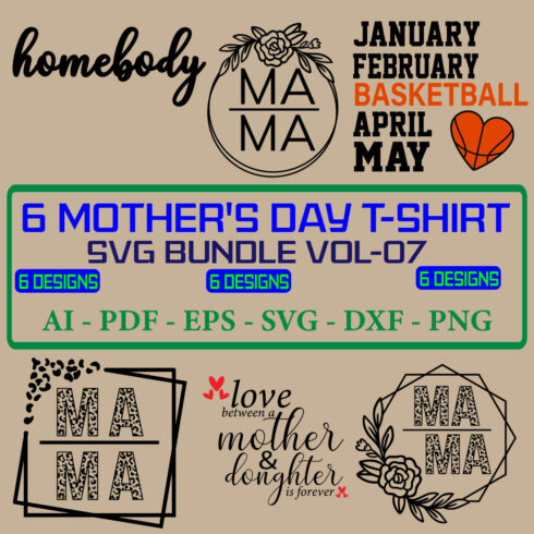 6 Mother's Day SVG Bundle Vol 07 cover image.