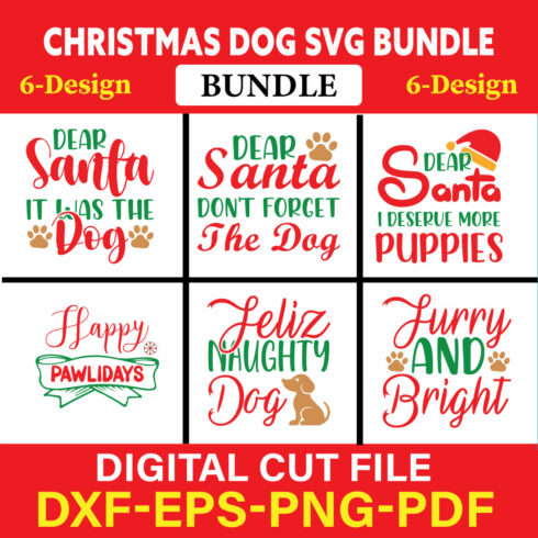 Pet Christmas Svg Bundle, Dog Christmas Svg, Dog Christmas Clipart, Christmas svg vol-01 cover image.