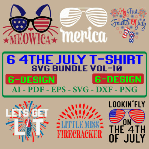 6 4th july T-shirt SVG Bundle Vol-10 cover image.