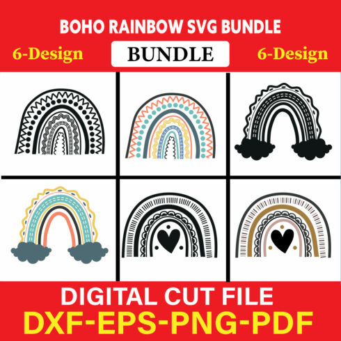 Boho Rainbow T-shirt Design Bundle Vol-1 cover image.
