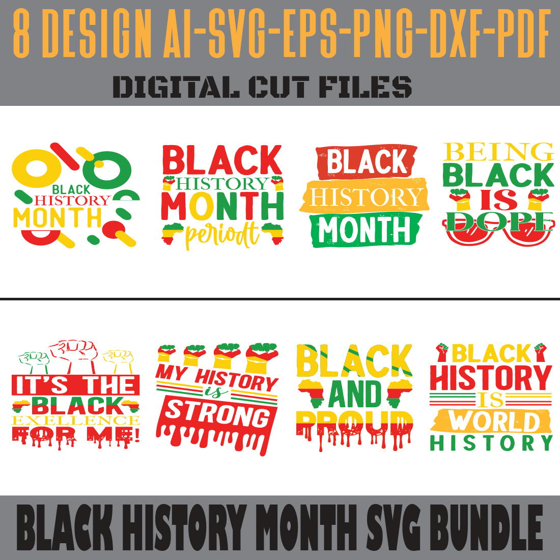 Black History Month Svg Bundle cover image.