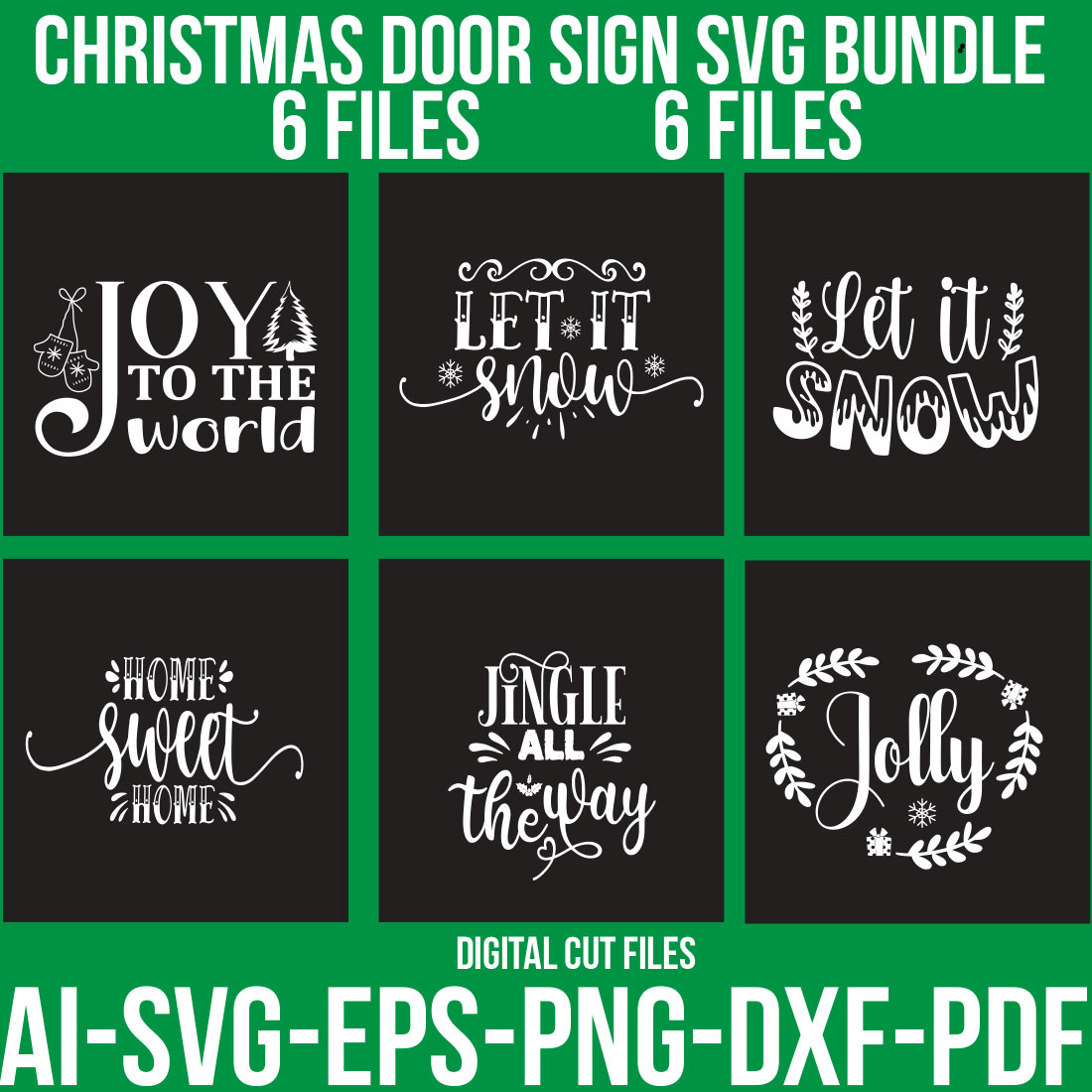 Christmas Door Sign SVG Bundle cover image.