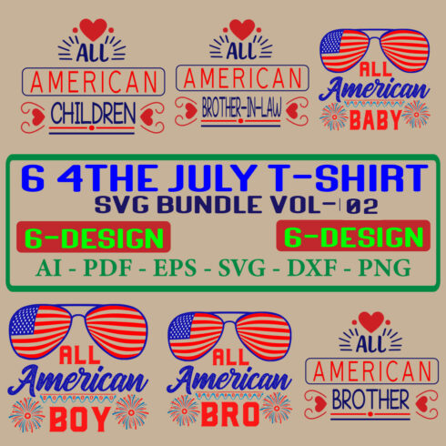 6 4the july T-shirt SVG Bundle Vol-02 cover image.