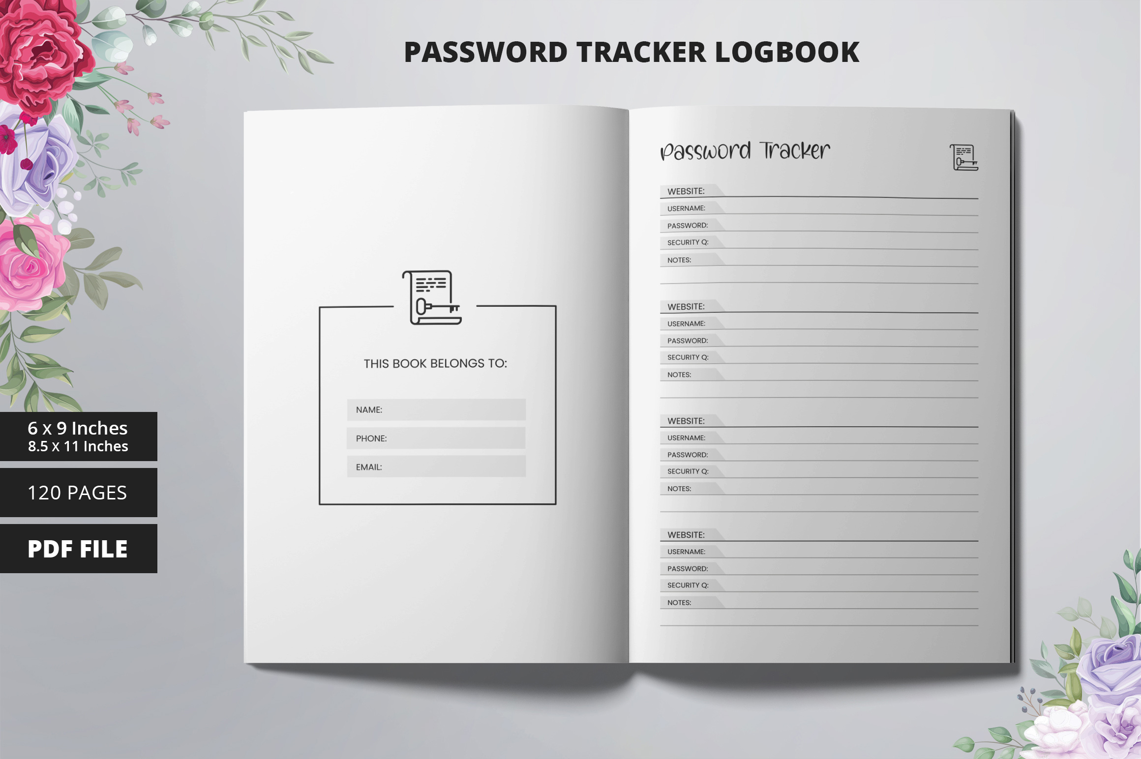 Passport book with flowers around it.