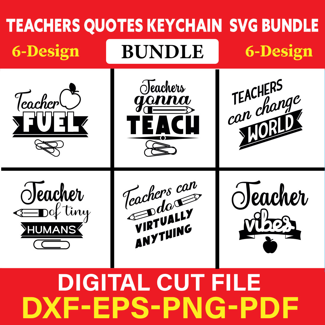 Teachers Quotes Keychain T-shirt Design Bundle Vol-3 cover image.