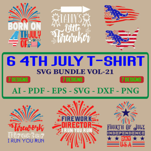 6 4th july T-shirt SVG Bundle Vol-21 cover image.