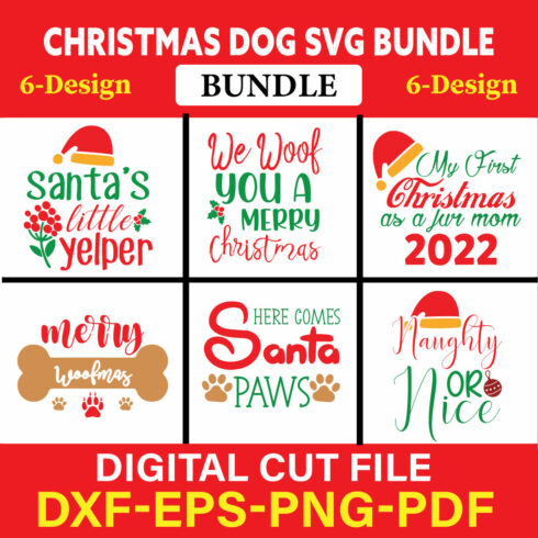 Pet Christmas Svg Bundle, Dog Christmas Svg, Dog Christmas Clipart, Christmas svg vol-03 cover image.