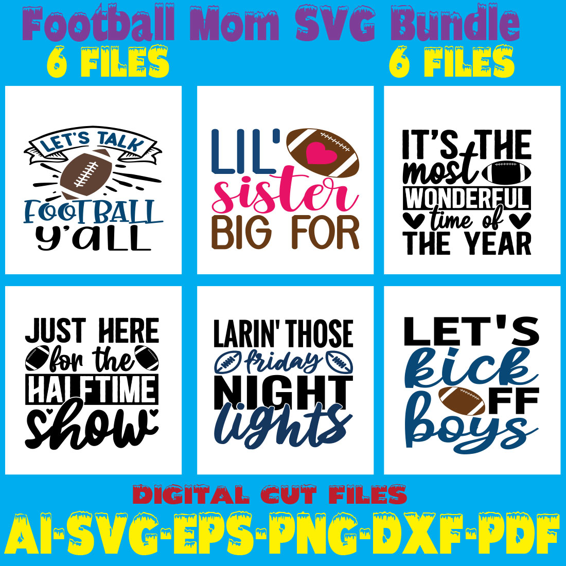 Football Mom SVG Bundle cover image.