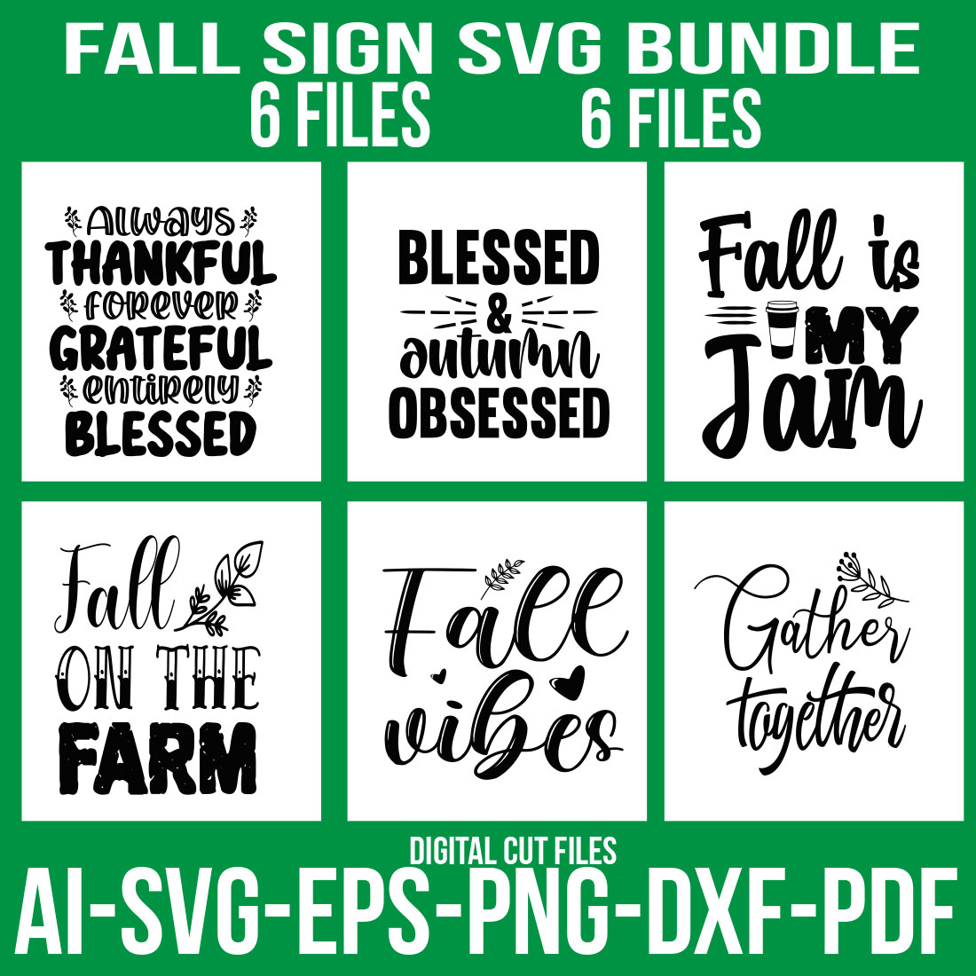 Fall Sign SVG Bundle cover image.