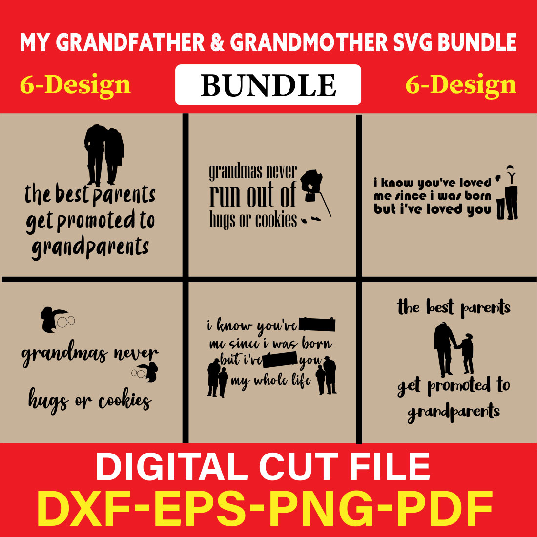 My Grandfather & Grandmother T-shirt Design Bundle Vol-3 cover image.