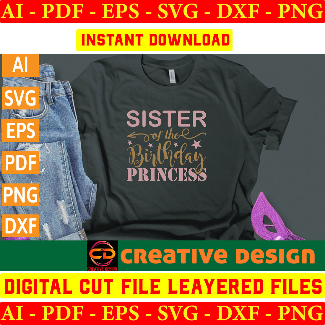 T - shirt that says sister of the birthday princess.