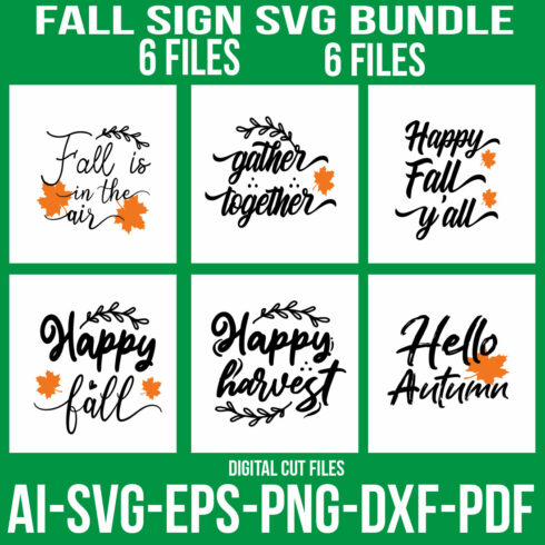 Fall Sign SVG Bundle cover image.