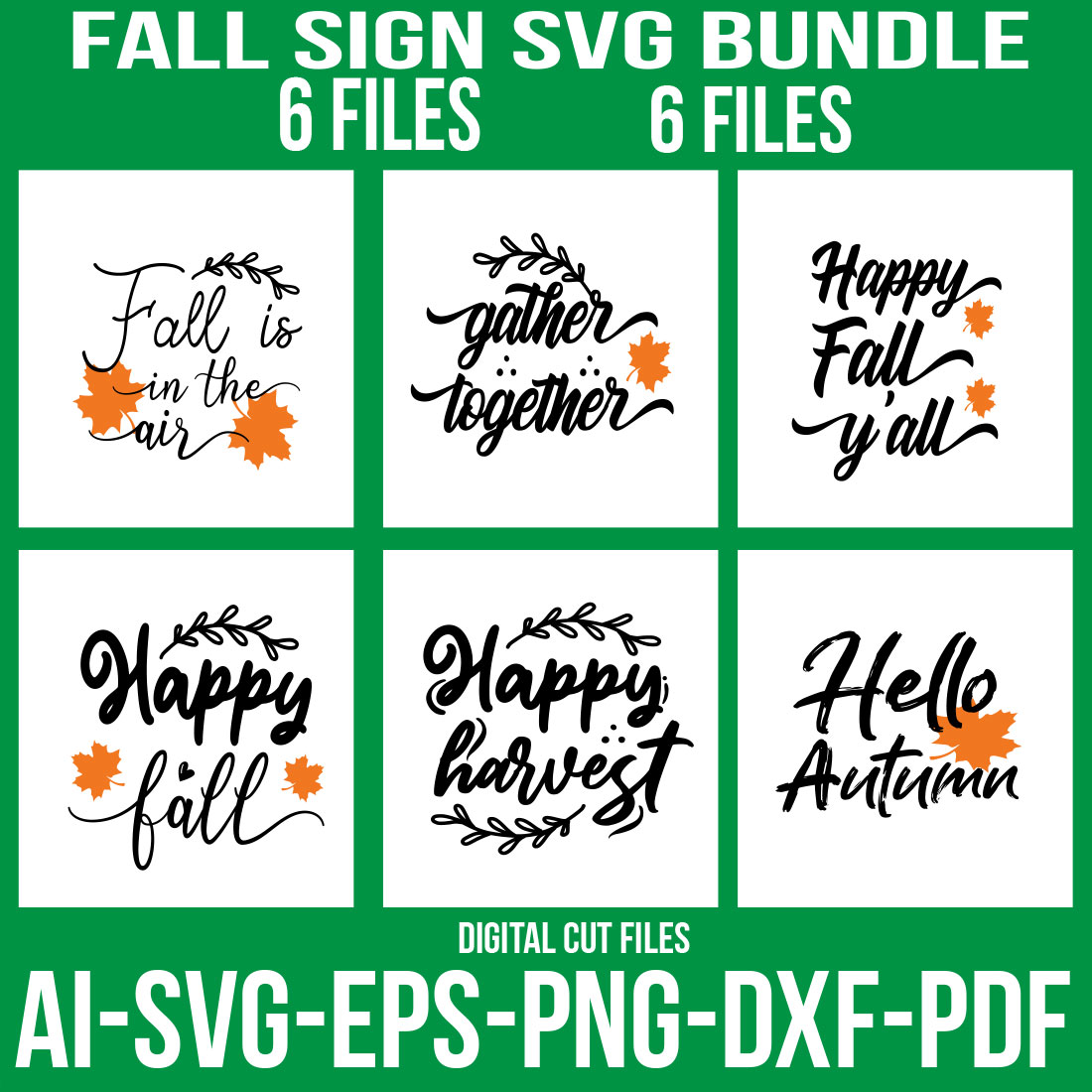 Fall Sign SVG Bundle cover image.