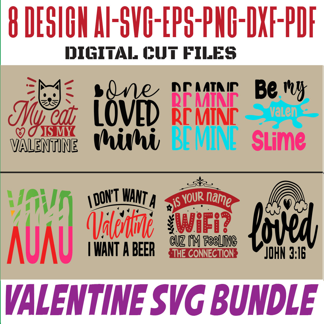 Valentine SVG Bundle cover image.