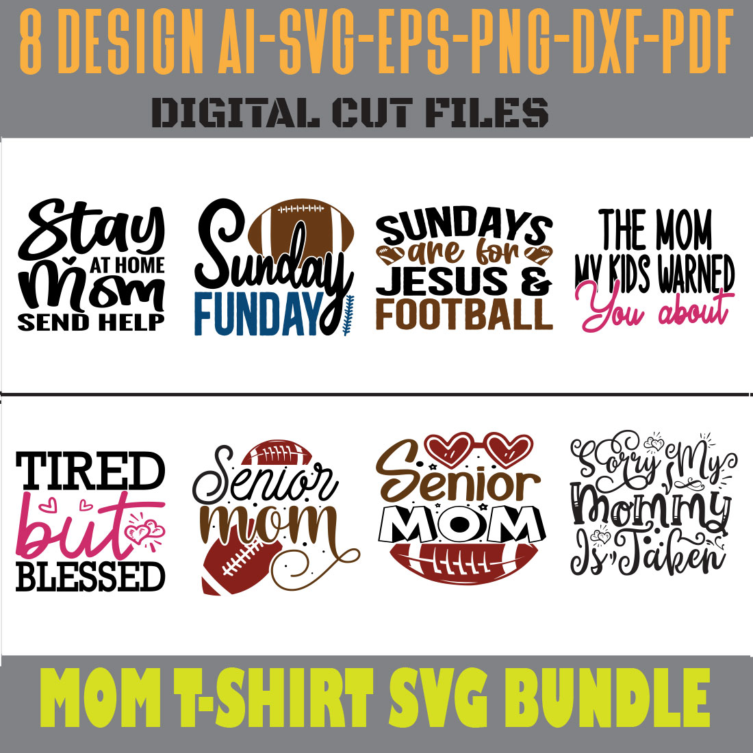 Mom T-Shirt SVG Bundle cover image.