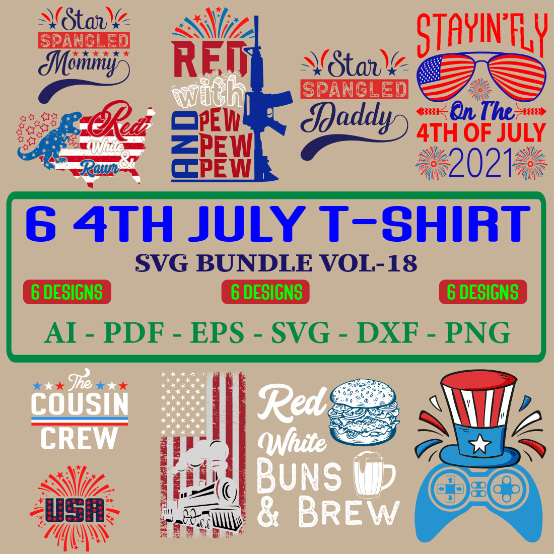 6 4th july T-shirt SVG Bundle Vol-18 cover image.