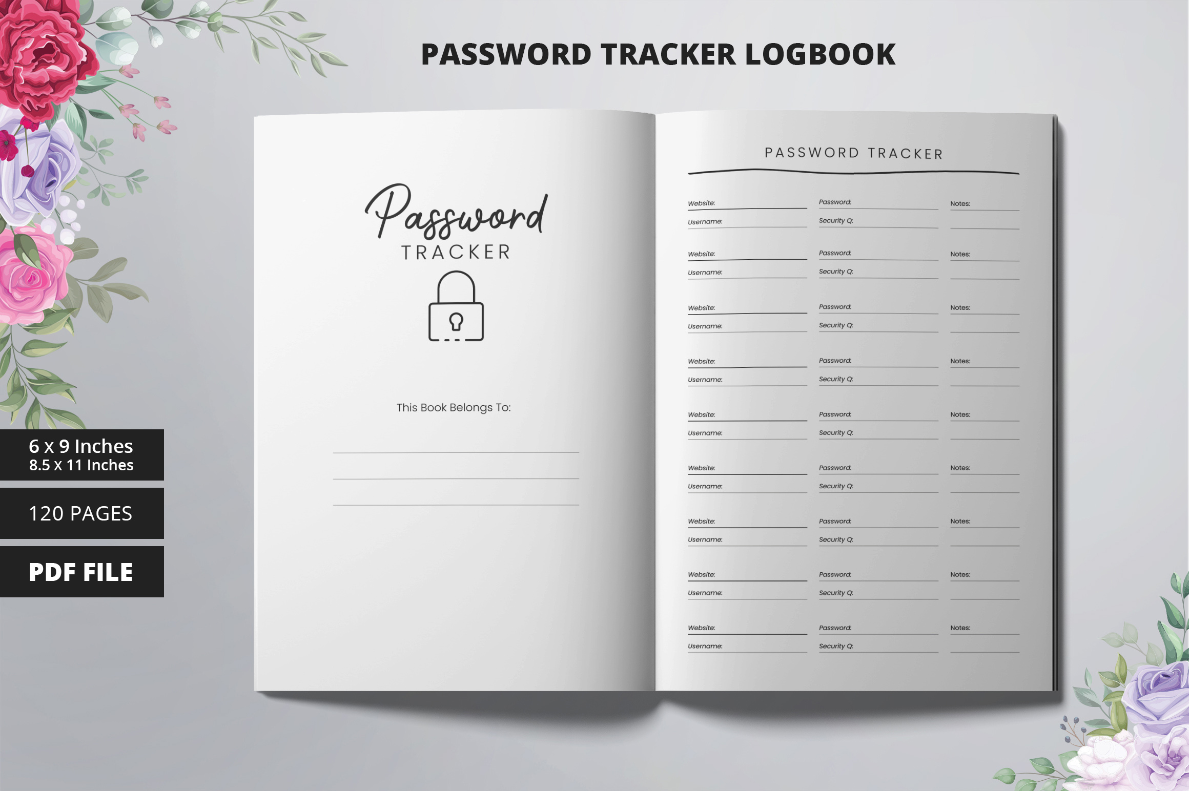 Passport book with flowers and a lock on it.