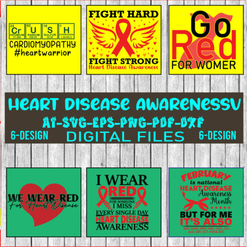 Heart Disease Awareness SVG Bundle, Red Ribbon SVG, Heart Disease Cut Files, Wishing For A Cure SVG, Heart Disease Warrior Svg cover image.