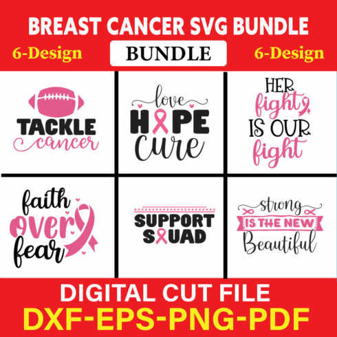 Breast Cancer SVG Bundle, Cancer SVG, Cancer Awareness, Vol-05 cover image.
