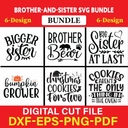 Brother-and-Sister T-shirt Design Bundle Vol-3 cover image.