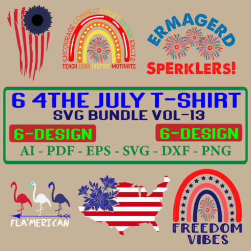 6 4th july T-shirt SVG Bundle Vol-13 cover image.