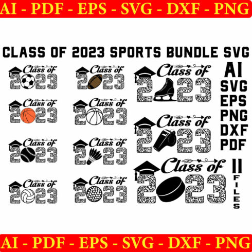 Class Of 2023 Sports Bundle Svg cover image.