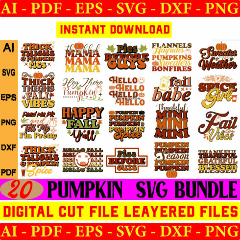 Fall bundle svg Autumn svg Thanksgiving svg Pumpkin svg Hello fall svg Svg bundle for cricut cover image.