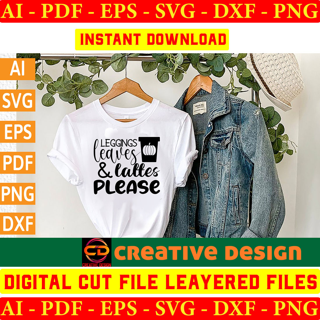 Leggings, Hoodies, Leaves and Lattes SVG Digital Download File for