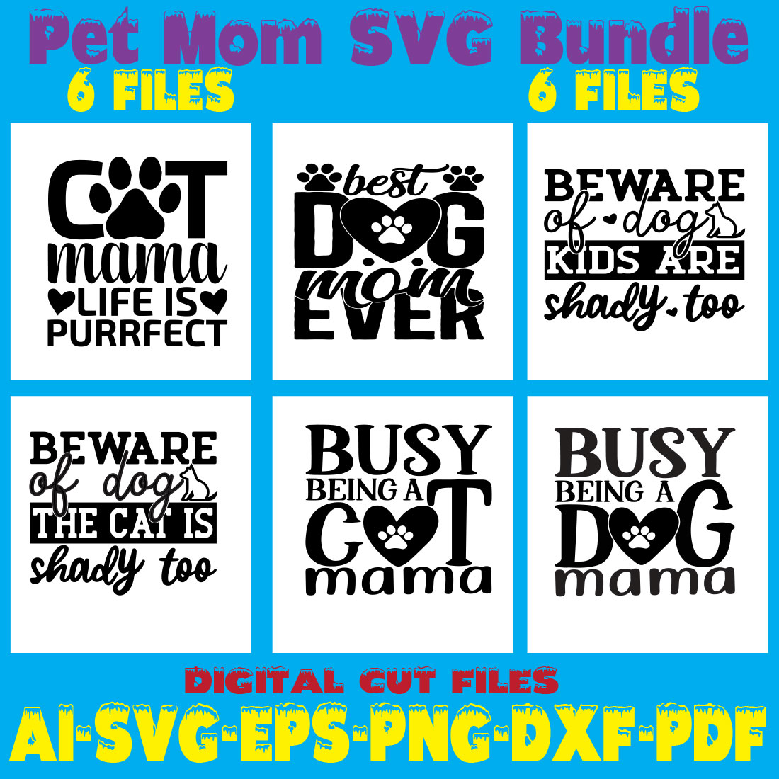 Pet Mom SVG Bundle cover image.