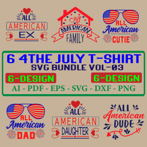 6 4the july T-shirt SVG Bundle Vol-03 cover image.