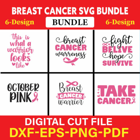Breast Cancer SVG Bundle, Cancer SVG, Cancer Awareness, Vol-06 cover image.