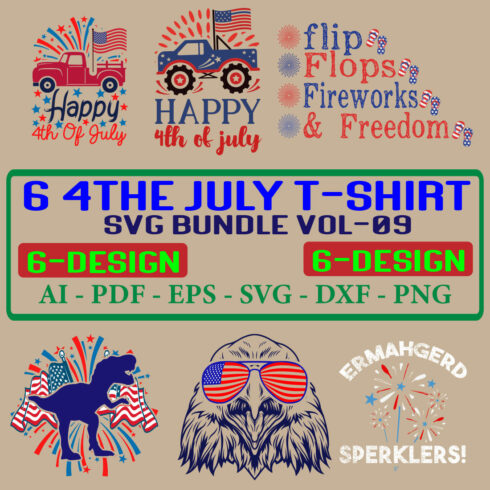 6 4th july T-shirt SVG Bundle Vol-9 cover image.