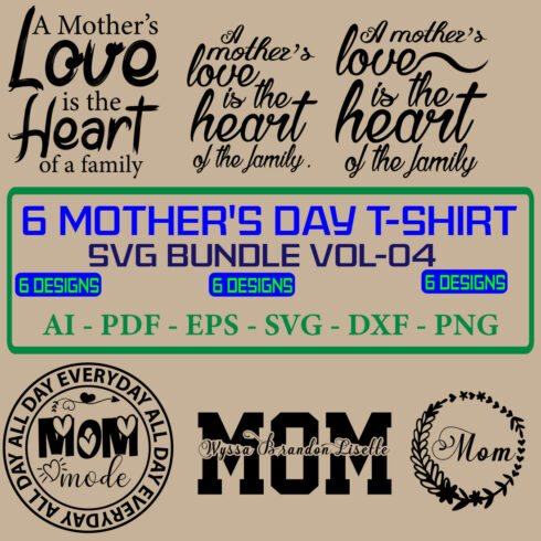 6 Mother's Day SVG Bundle Vol 04 cover image.