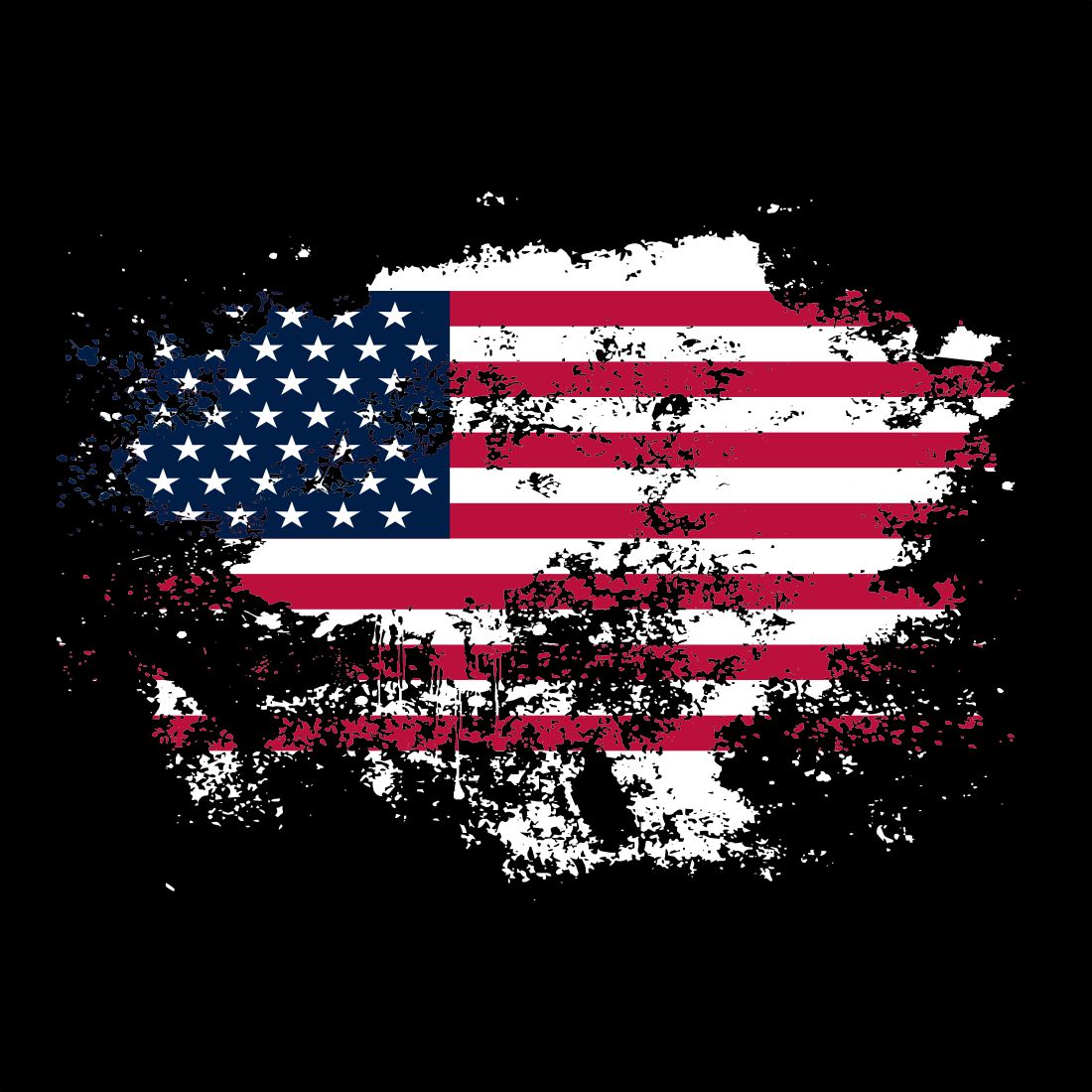 American flag painted on a black background.