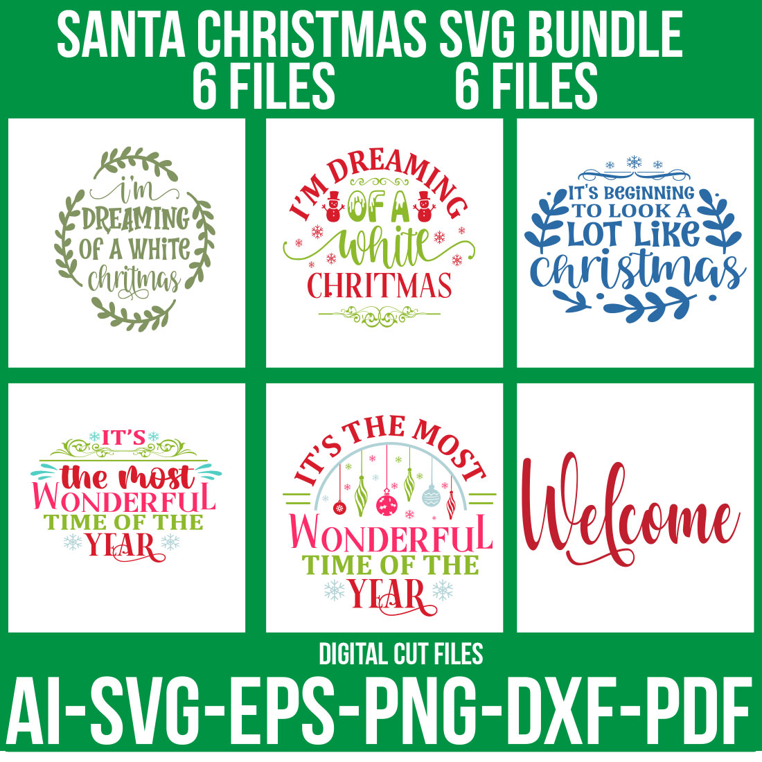 Santa Christmas SVG Bundle cover image.