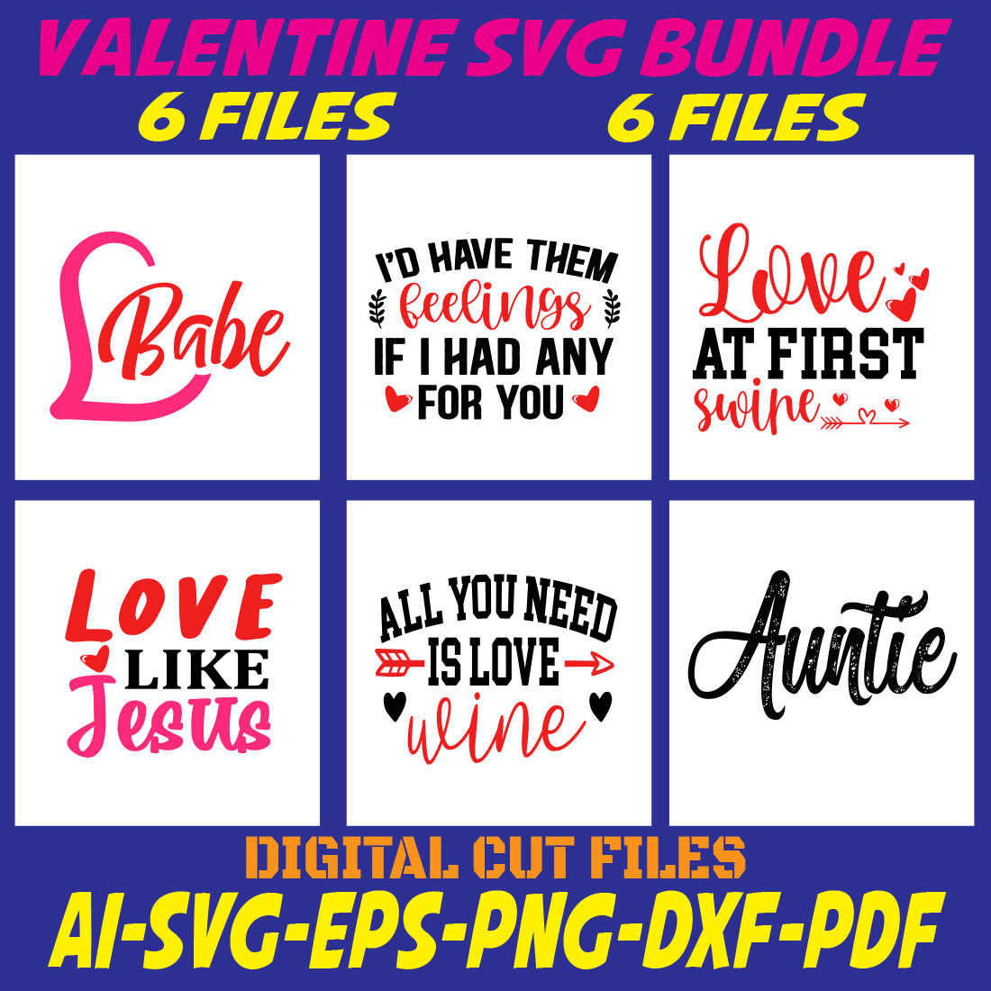 Valentine SVG Bundle cover image.